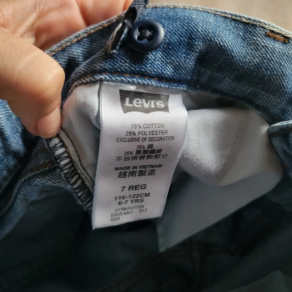 Levis Jeans Boys Size 7 Blue 505 Regular Fit Light Wash Denim Adjustable Waist